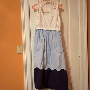 Elegant Blue and White Casual Dress